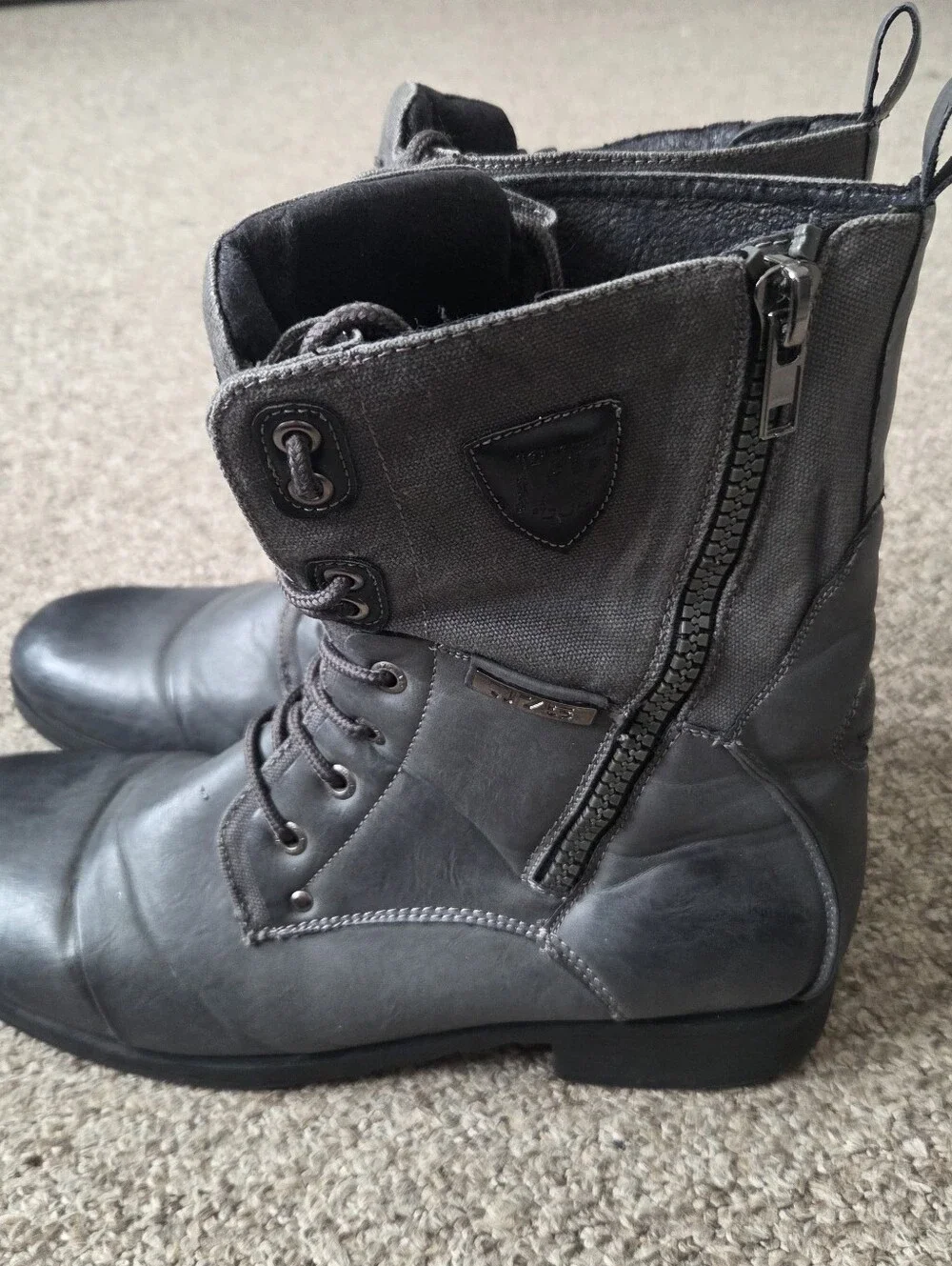 J75 Thunder by Jump Men's Gray Combat Boot Lace-Up Side Zip Tactical Size 12